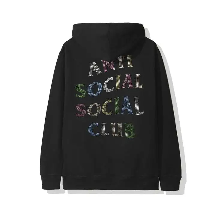 Factory Direct Supply Men Rhinestone Hoodies High Quality Print Logo Thick Rhinestone Zip Up Hoodie
