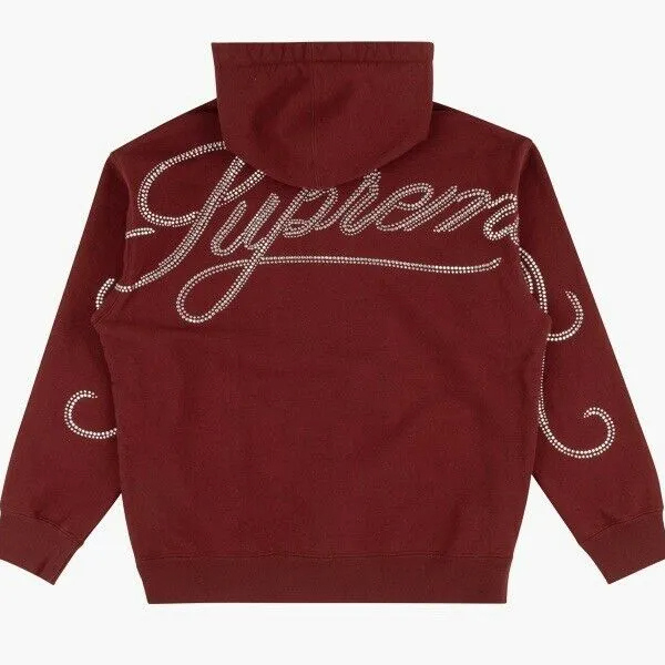 Factory Direct Supply Men Rhinestone Hoodies High Quality Print Logo Thick Rhinestone Zip Up Hoodie - view 4