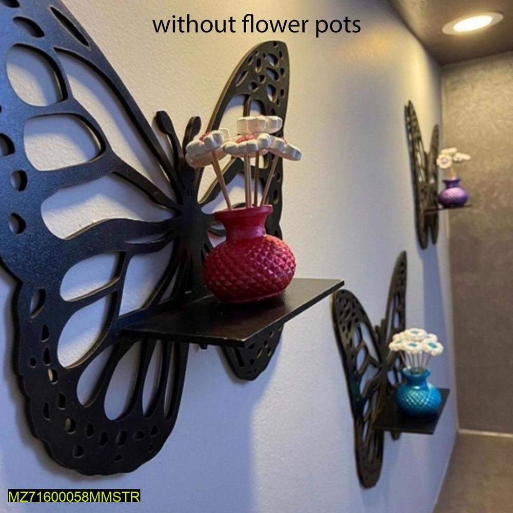 Three Piece Modern Butterfly wall Hanging Shelf Set - view 2