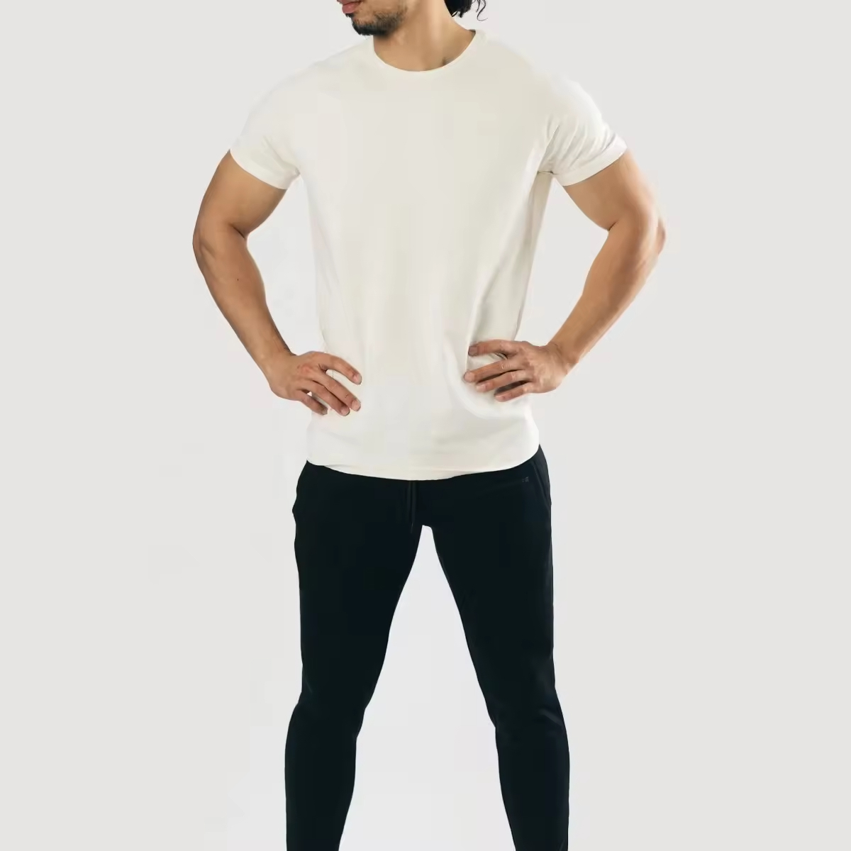 Custom Cotton Spandex Fitness T shirt Moisture Wicking Men Workout Gym Top O-Neck Gym T shirts  - view 2