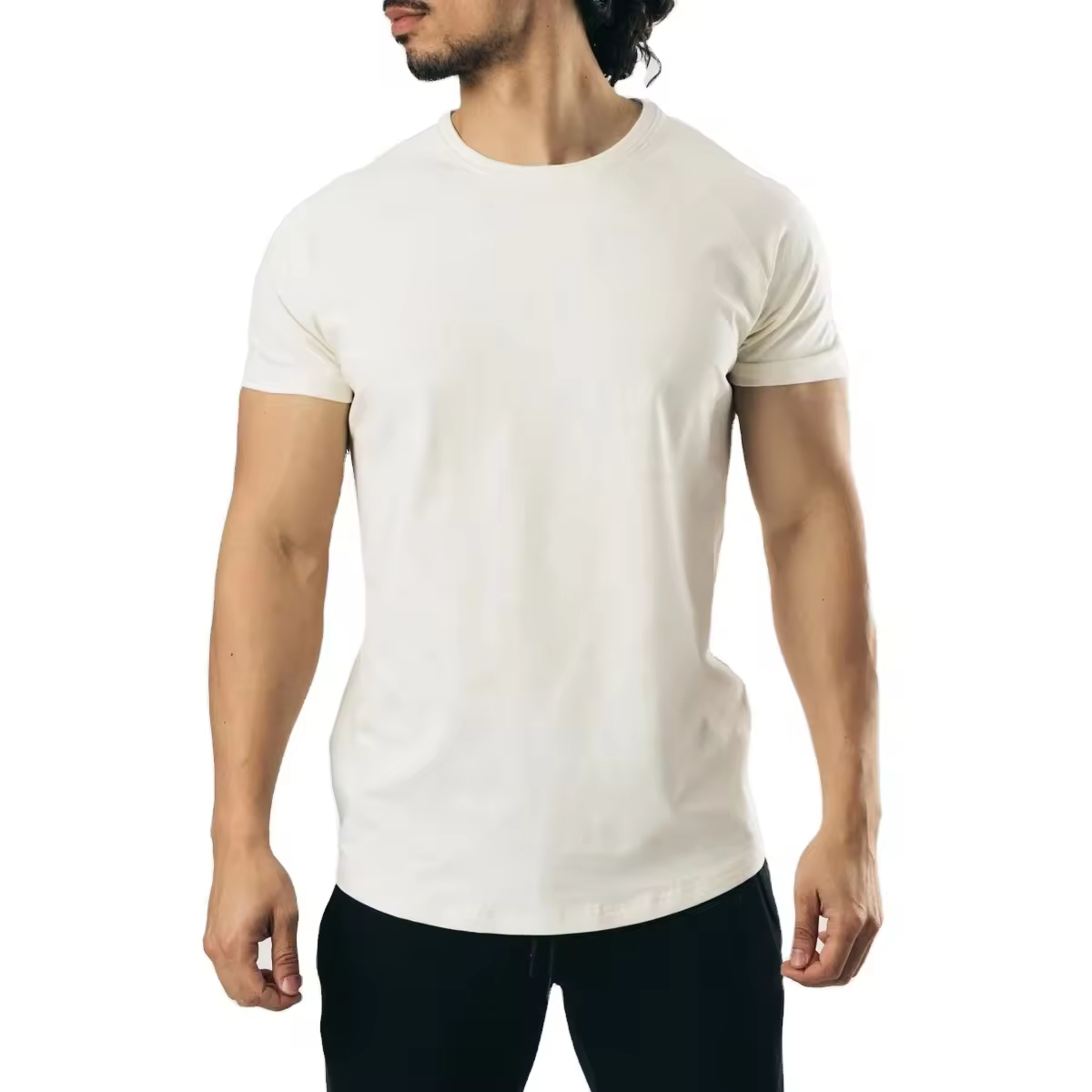 Custom Cotton Spandex Fitness T shirt Moisture Wicking Men Workout Gym Top O-Neck Gym T shirts  - view 4