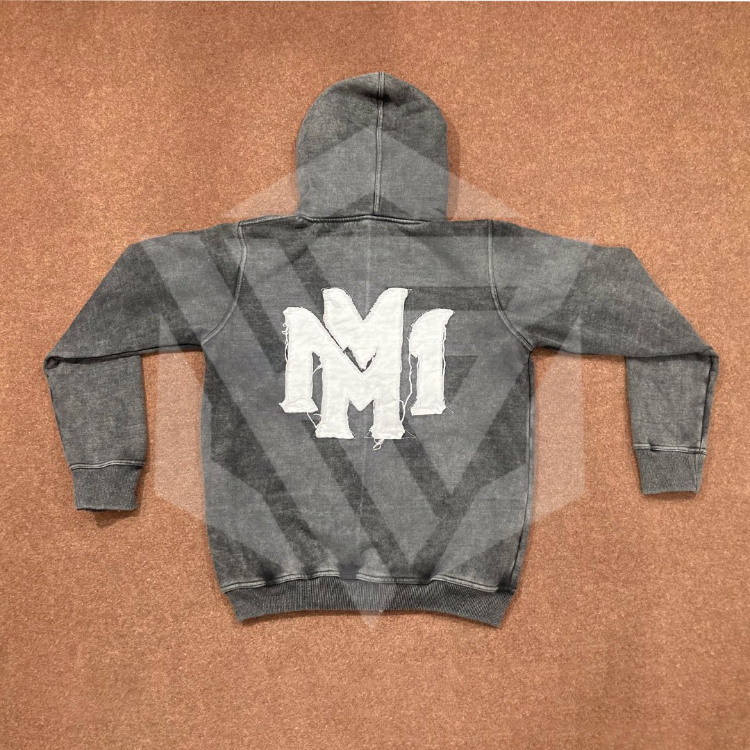 custom Premium Quality Acid Wash Hoodie with Destress Embroidery Male Female made by Hebold Impex  - view 2