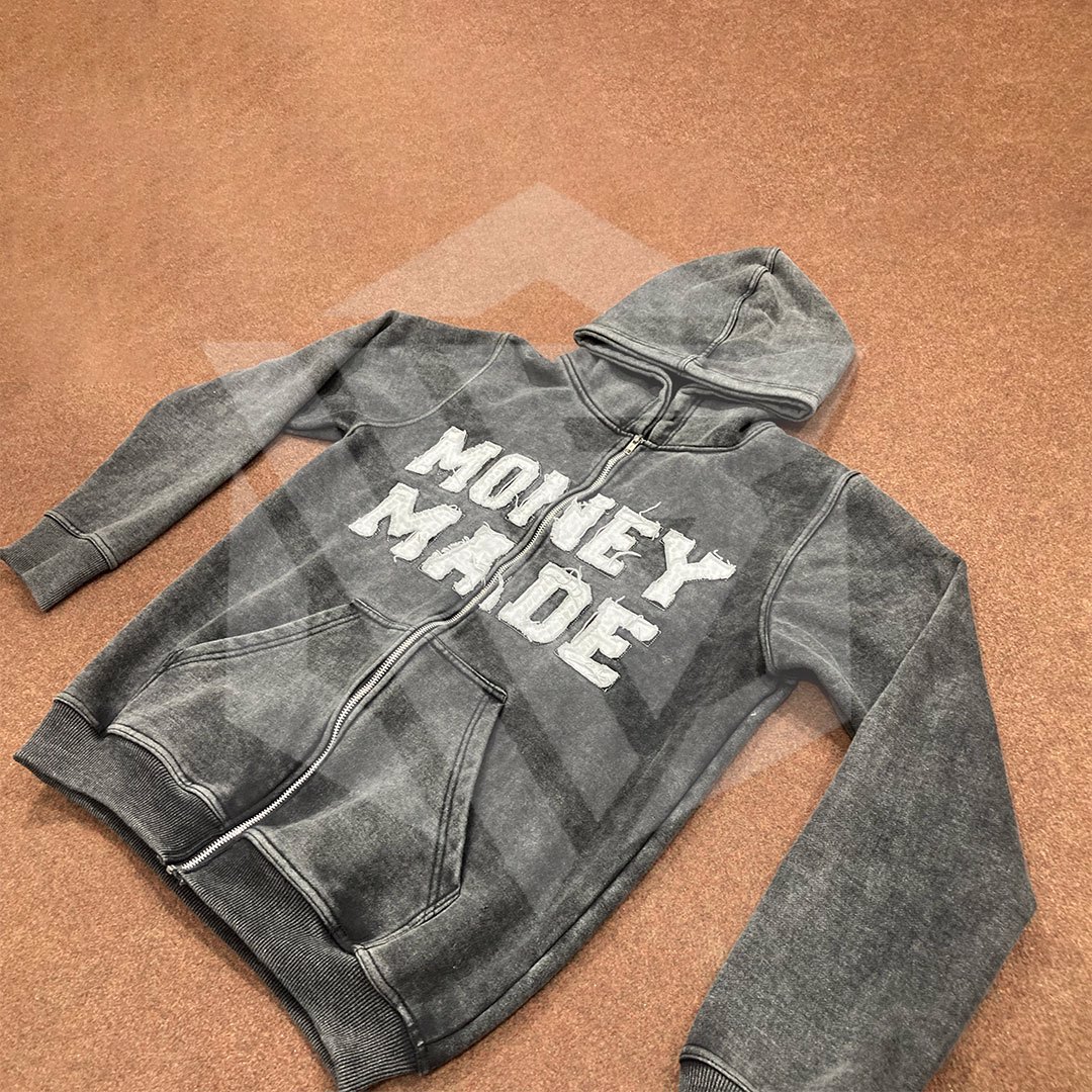 custom Premium Quality Acid Wash Hoodie with Destress Embroidery Male Female made by Hebold Impex  - view 3