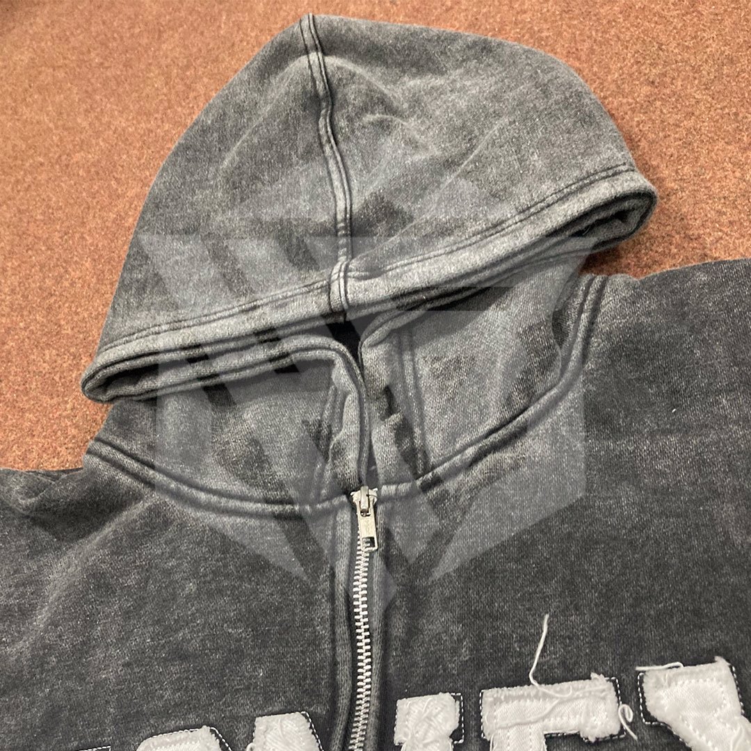 custom Premium Quality Acid Wash Hoodie with Destress Embroidery Male Female made by Hebold Impex  - view 12