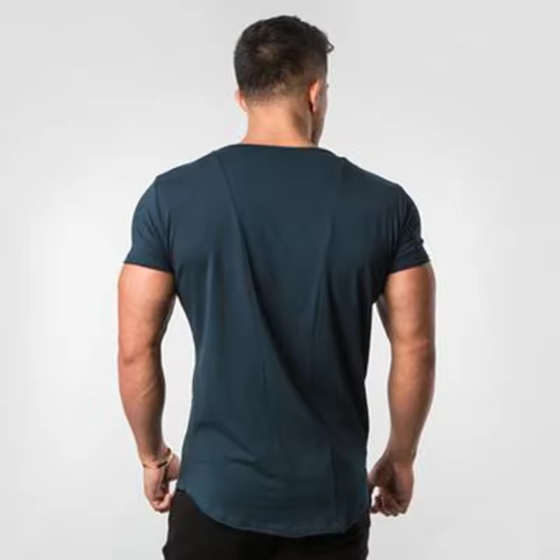 Top quality gym sport T Shirt wholesale Gym Fit loose fit short sleeve neck T Shirt sports wear mens - view 3
