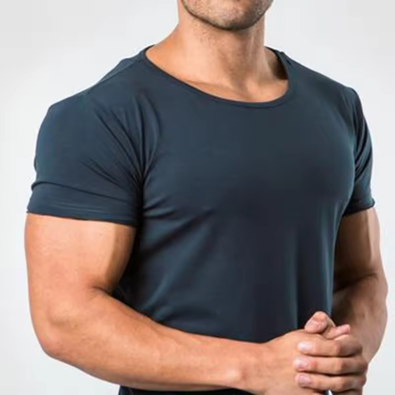 Top quality gym sport T Shirt wholesale Gym Fit loose fit short sleeve neck T Shirt sports wear mens - view 4