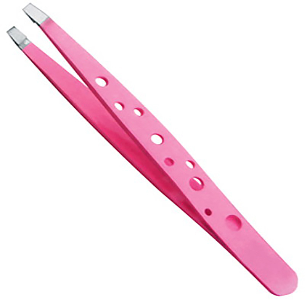 Powder coated slanted tip Tweezer Neon Pink green 1 Count slanted Tip Eyebrow tweezers Face tweezers
