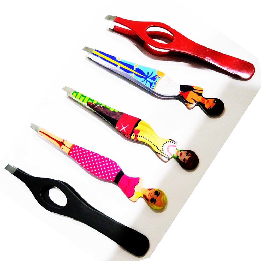 Women Slant Pointed Precision Tweezers Girls Eyebrows & Ingrown Hair Removal Splinter 