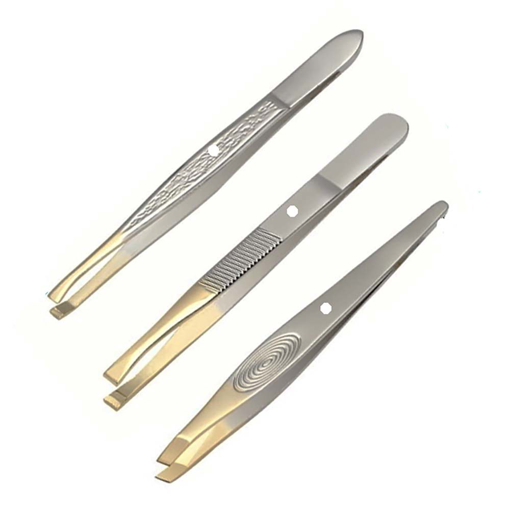 Powder coated slanted tip Stainless Steel Mini Slant Tweezer Neon Pink green 1 Count slanted 