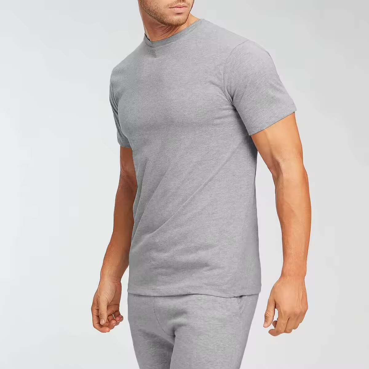 Gym T Shirt Custom Logo and Fitted Fitness Quick Dry 80% Cotton 20% Spandex Men T Shirt - view 2
