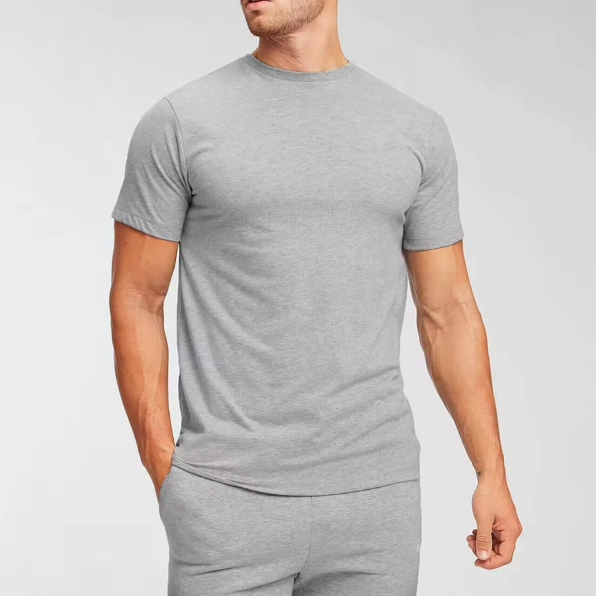 Gym T Shirt Custom Logo and Fitted Fitness Quick Dry 80% Cotton 20% Spandex Men T Shirt - view 4