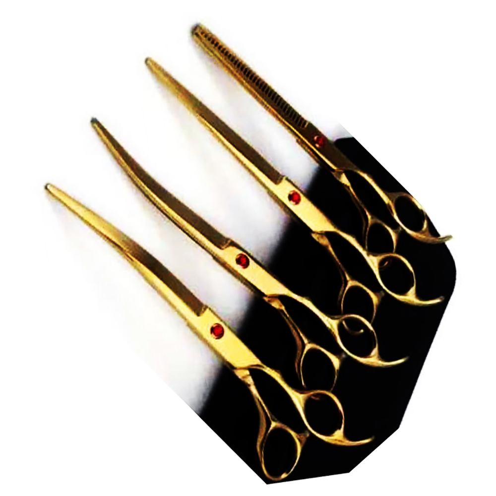 Stainless steel Rose Gold Dog Grooming Scissors Set Curved Chunkier Thinning Pet Scissors for pets - view 3