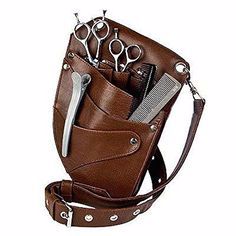 Genuine Leather Barber Scissors Hip Bag Stylist Black Holster Stylist Leather Bag  - view 2