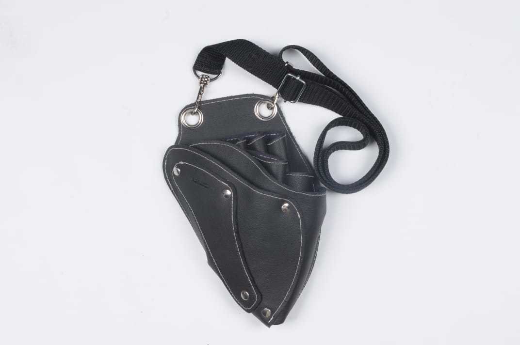 Genuine Leather Barber Scissors Hip Bag Stylist Black Holster Stylist Leather Bag  - view 3