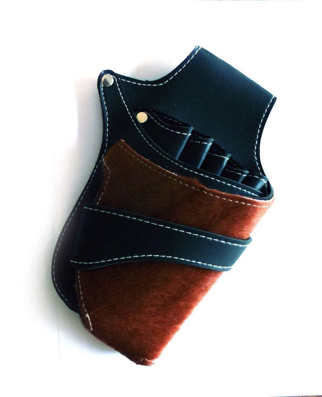 Genuine Leather Barber Scissors Hip Bag Stylist Black Holster Stylist Leather Bag  - view 4