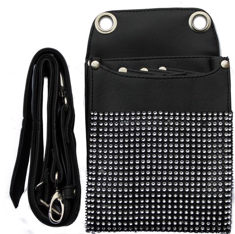 Genuine Leather Barber Scissors Hip Bag Stylist Black Holster Stylist Leather Bag  - view 5