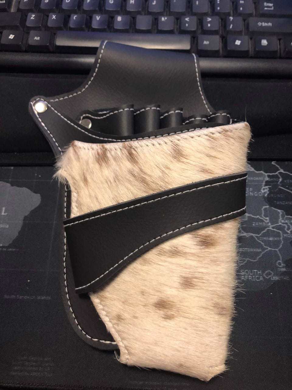 Genuine Leather Barber Scissors Hip Bag Stylist Black Holster Stylist Leather Bag  - view 6