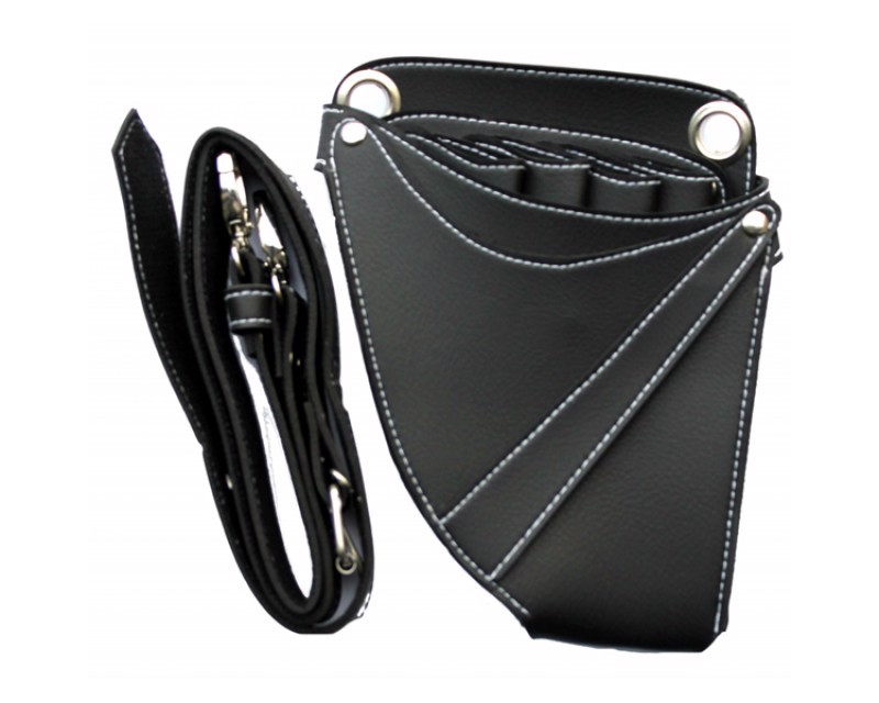 Genuine Leather Barber Scissors Hip Bag Stylist Black Holster Stylist Leather Bag  - view 7