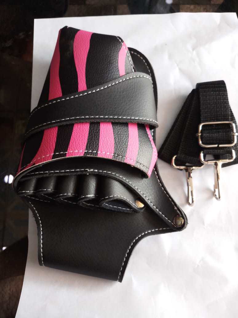 Genuine Leather Barber Scissors Hip Bag Stylist Black Holster Stylist Leather Bag  - view 8