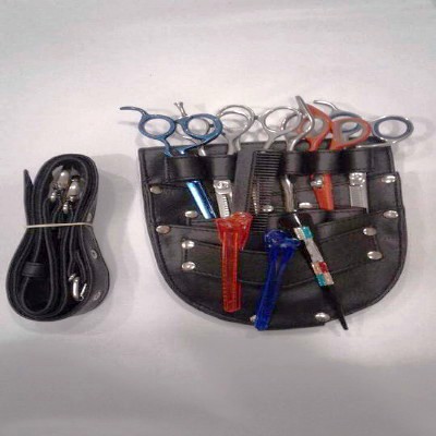 Genuine and Artificial Leather Barber Scissors Hip Bag Stylist Black Holster Stylist Leather Bag  - view 6