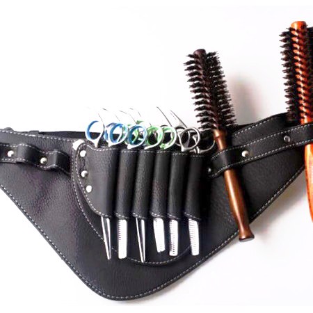 Genuine and Artificial Leather Barber Scissors Hip Bag Stylist Black Holster Stylist Leather Bag  - view 5