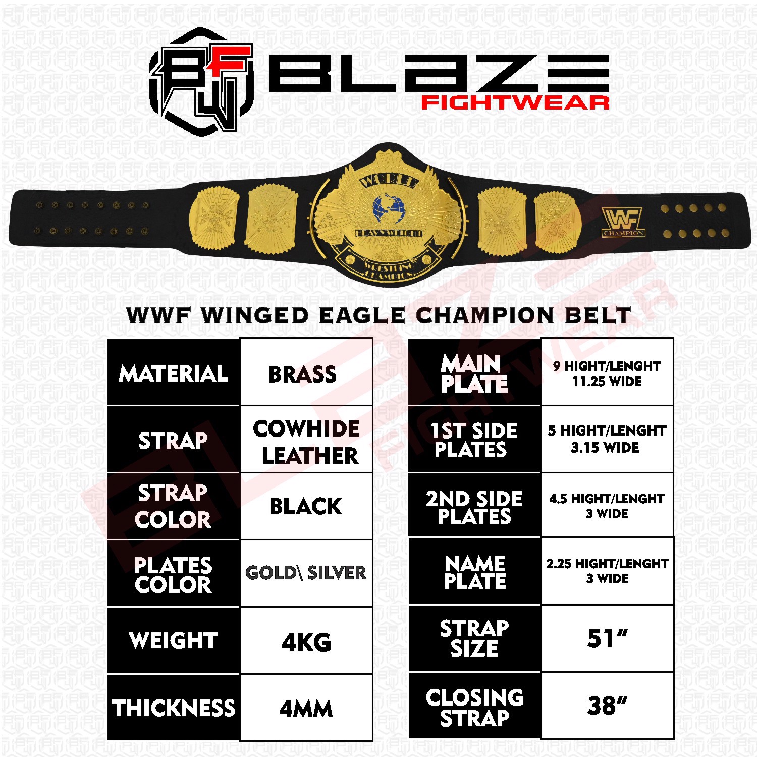 WWF winged eagle belt title Replica belt genuine leather belt - view 12