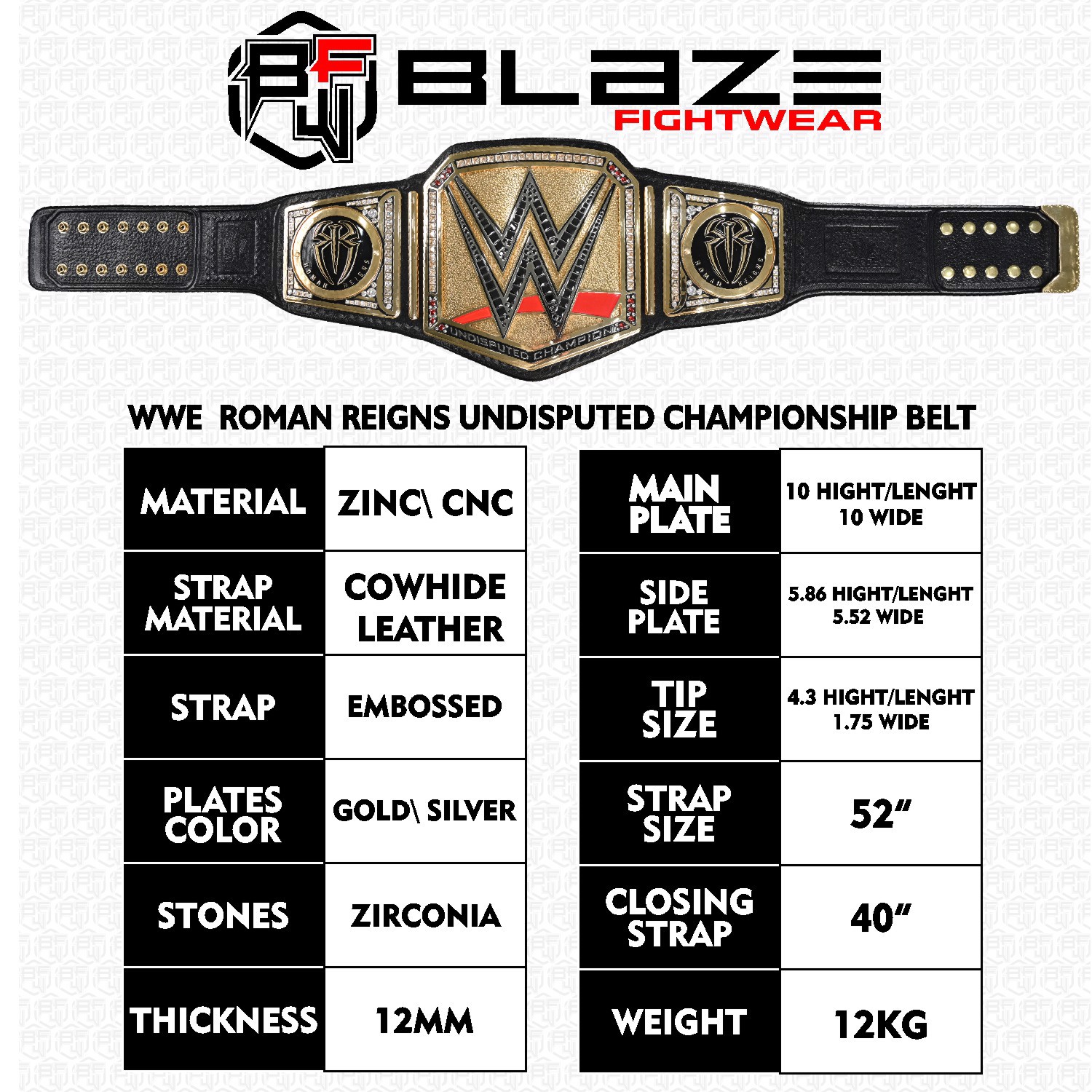 WWE Roman reigns Undisputed belt title Replica belt genuine leather belt - view 12