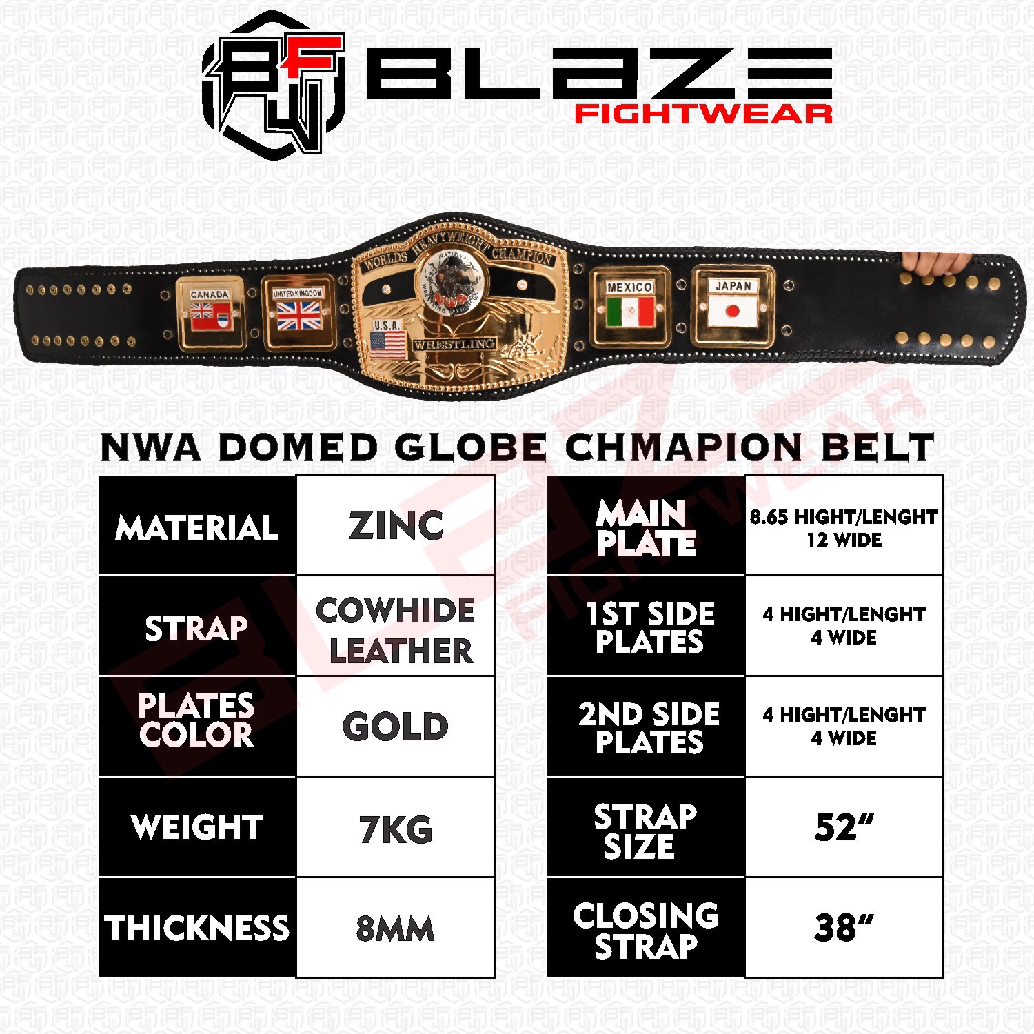 Domed Globe Championship  Belt Multi Color Stones Wrestling Belt - view 6
