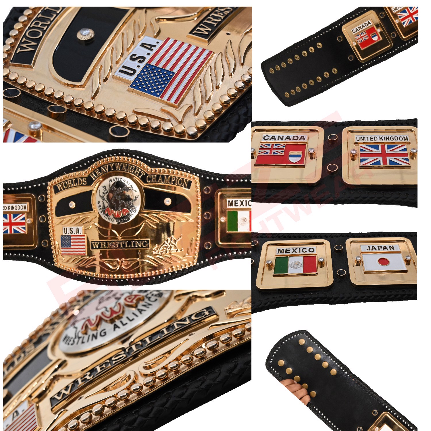 Domed Globe Championship  Belt Multi Color Stones Wrestling Belt - view 8