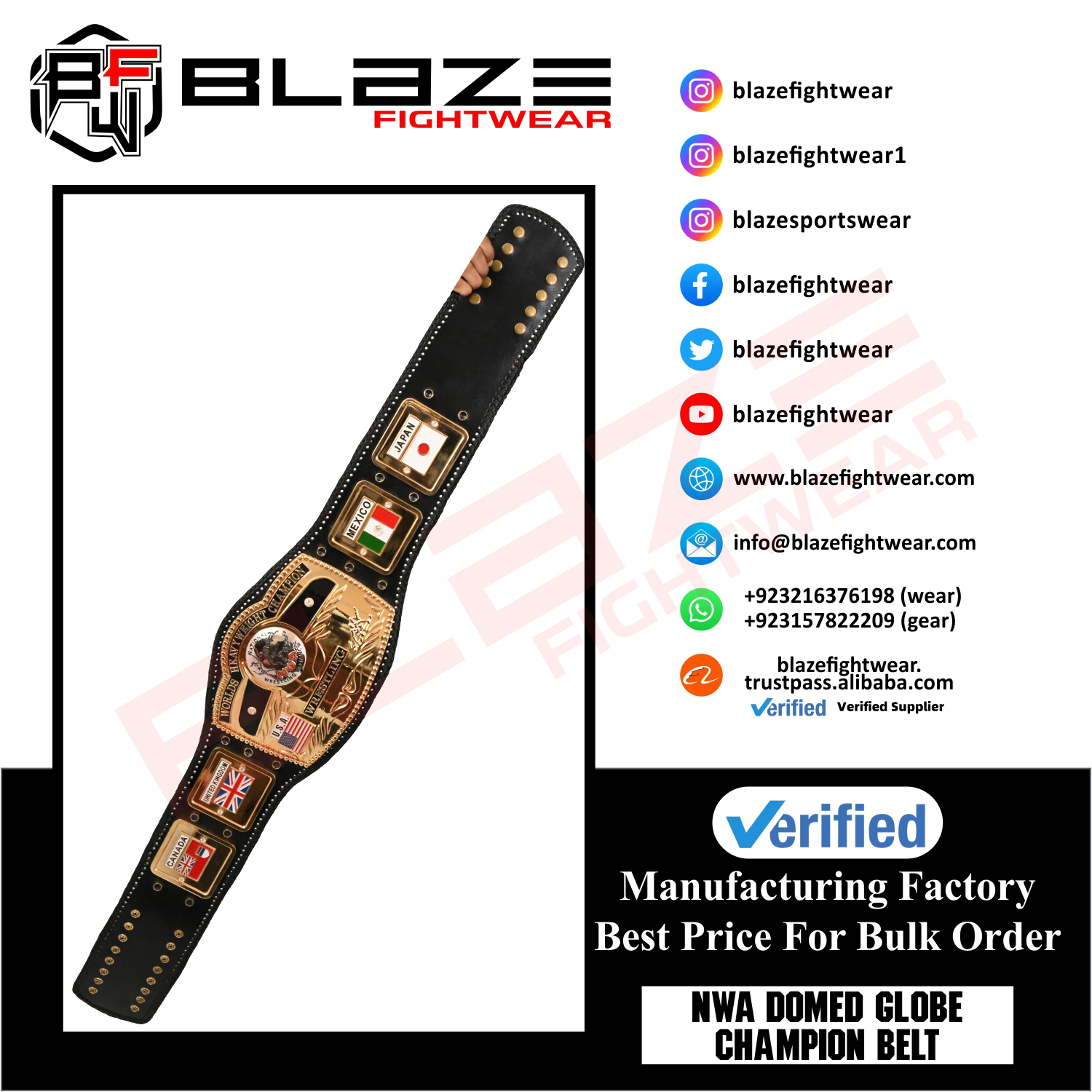 Domed Globe Championship  Belt Multi Color Stones Wrestling Belt - view 9