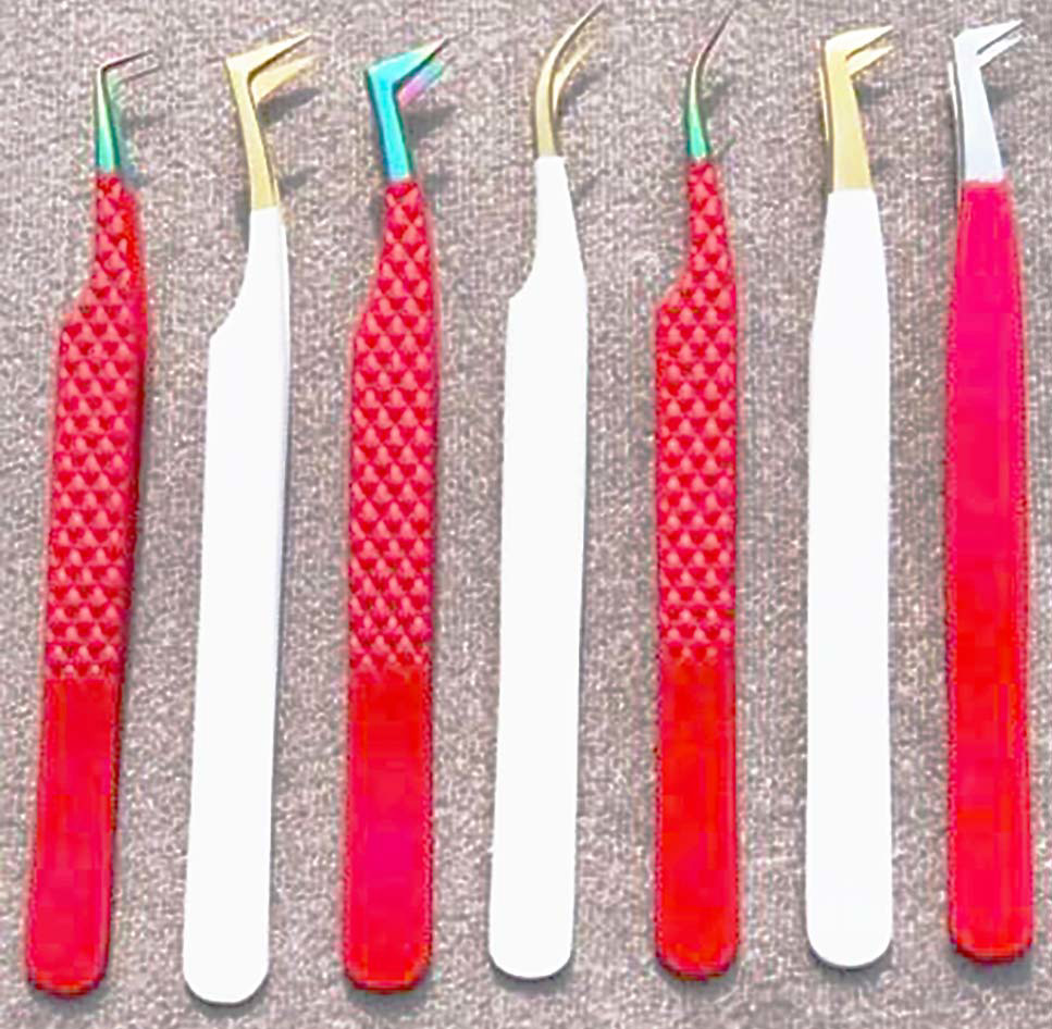 Straight Curved Tip Tweezers Nipper for Eyelash Extensions Green Stainless Steel Eyelash applicator