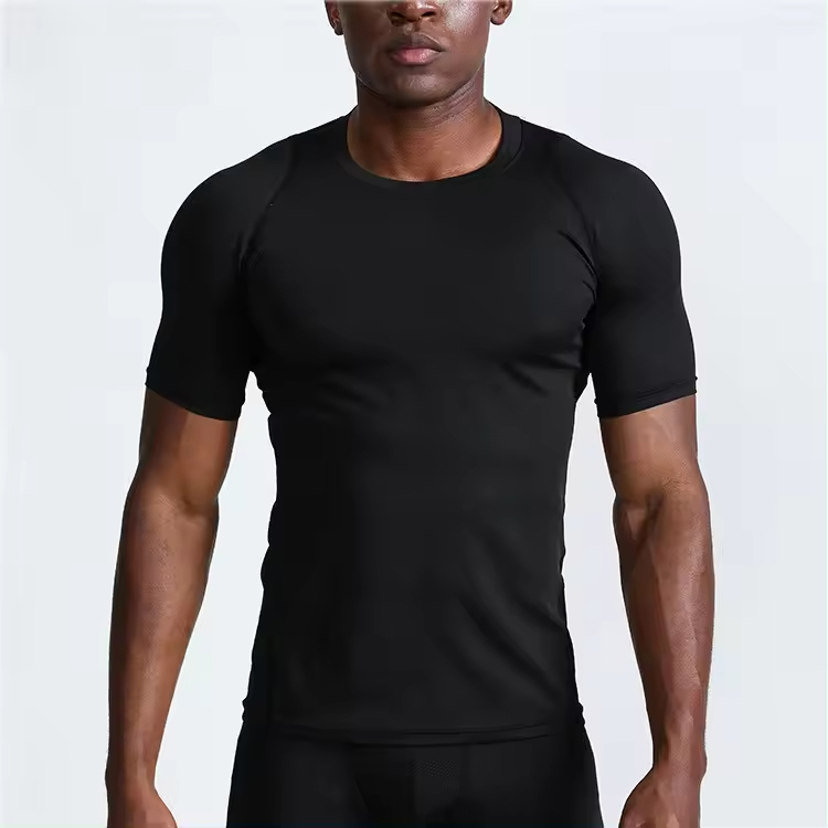Athletic High Quality Plain Sportswear Breathable Slim Fit T Shirts Custom Logo Shirt Short Sleeve - view 3