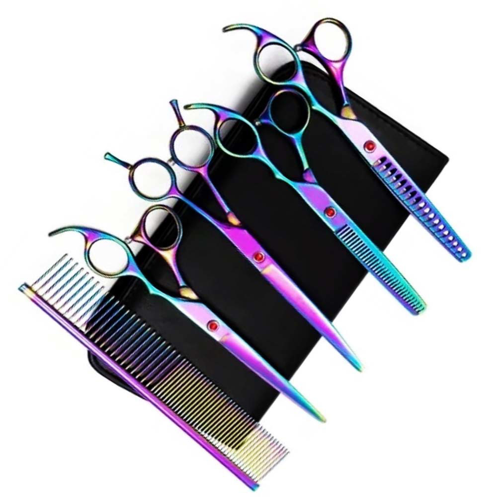  Stainless steel Rose Gold Dog Grooming Scissors Set Curved Chunkier Thinning Pet Scissors for pets