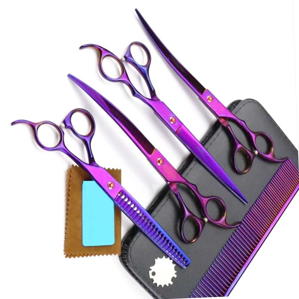  Stainless steel Rose Gold Dog Grooming Scissors Set Curved Chunkier Thinning Pet Scissors for pets - view 5