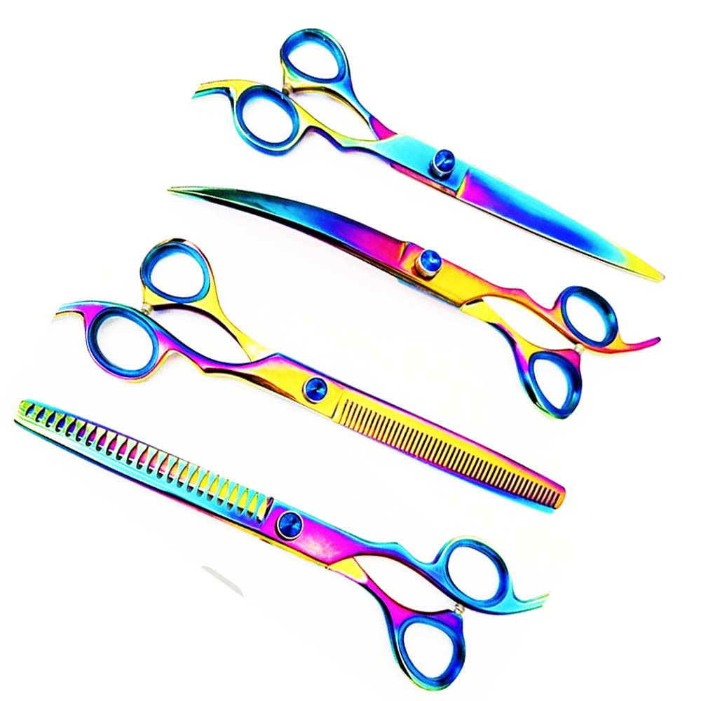 Stainless steel Rose Gold Dog Grooming Scissors Set Curved Chunkier Thinning Pet Scissors for pets