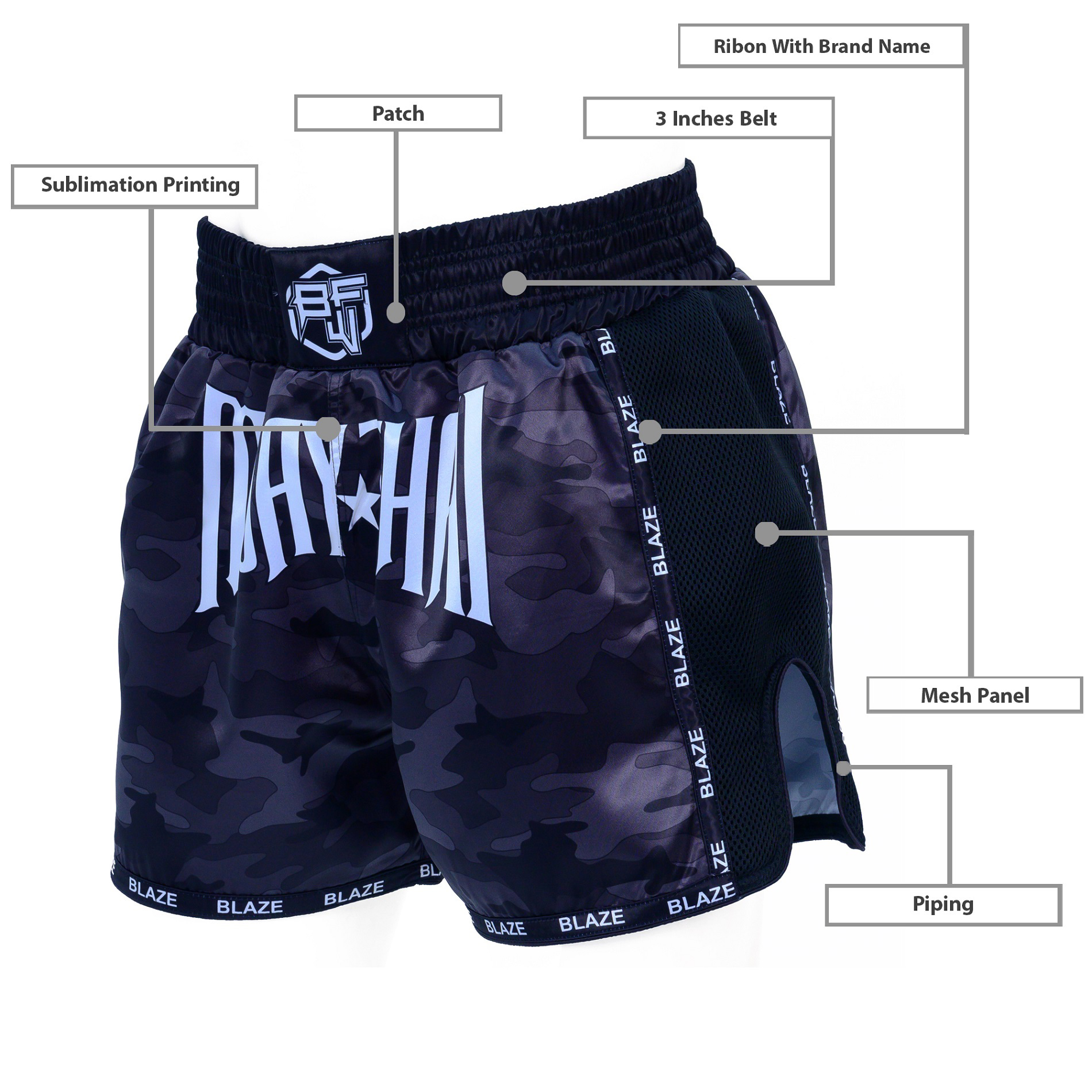 Customized Muay Thai short kick boxing short muay thai trunks sublimation muay thai shorts - view 8