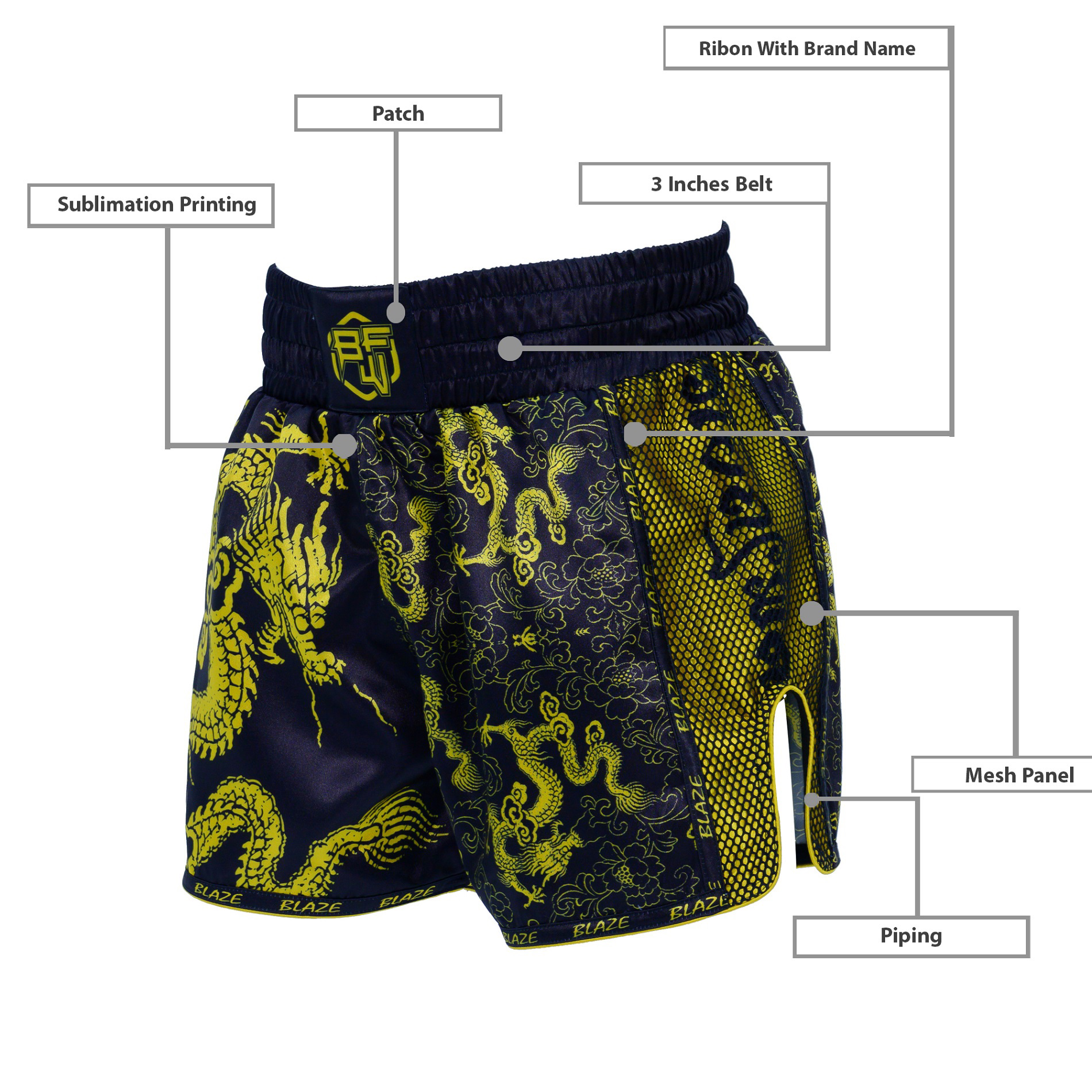 Sublimation  Muay Thai Short De Combat MMA Kick Boxing Grappling Arts Martiaux Rouage - view 7