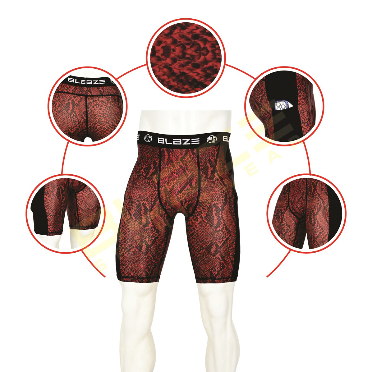 New custom sublimation compression short running bjj workout , training athlete compression short - view 7