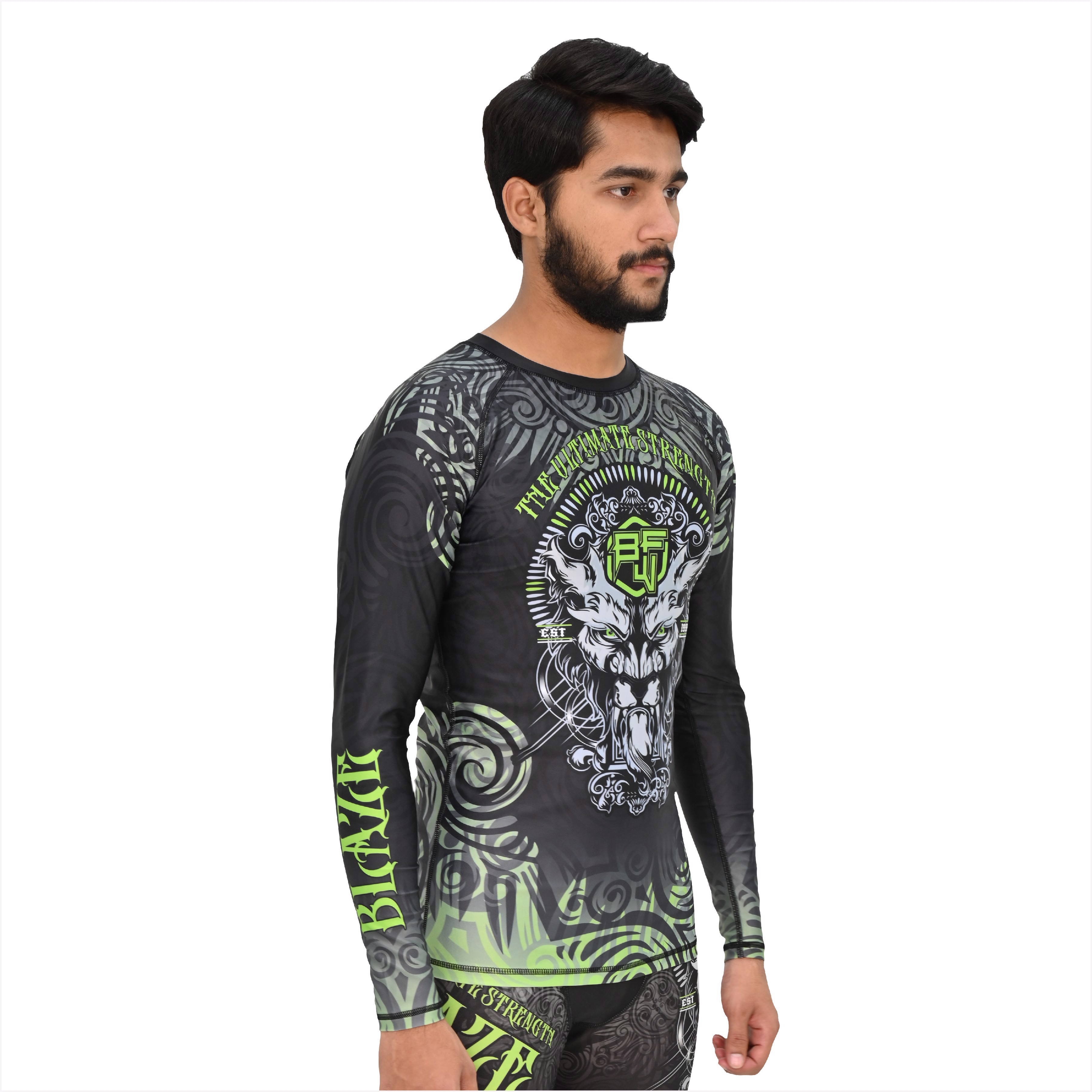 Customized OEM MMA Rash Guard full Sleeve Rash Guard OEM Sublimation printed High Quality BJJ SUIT   - view 6