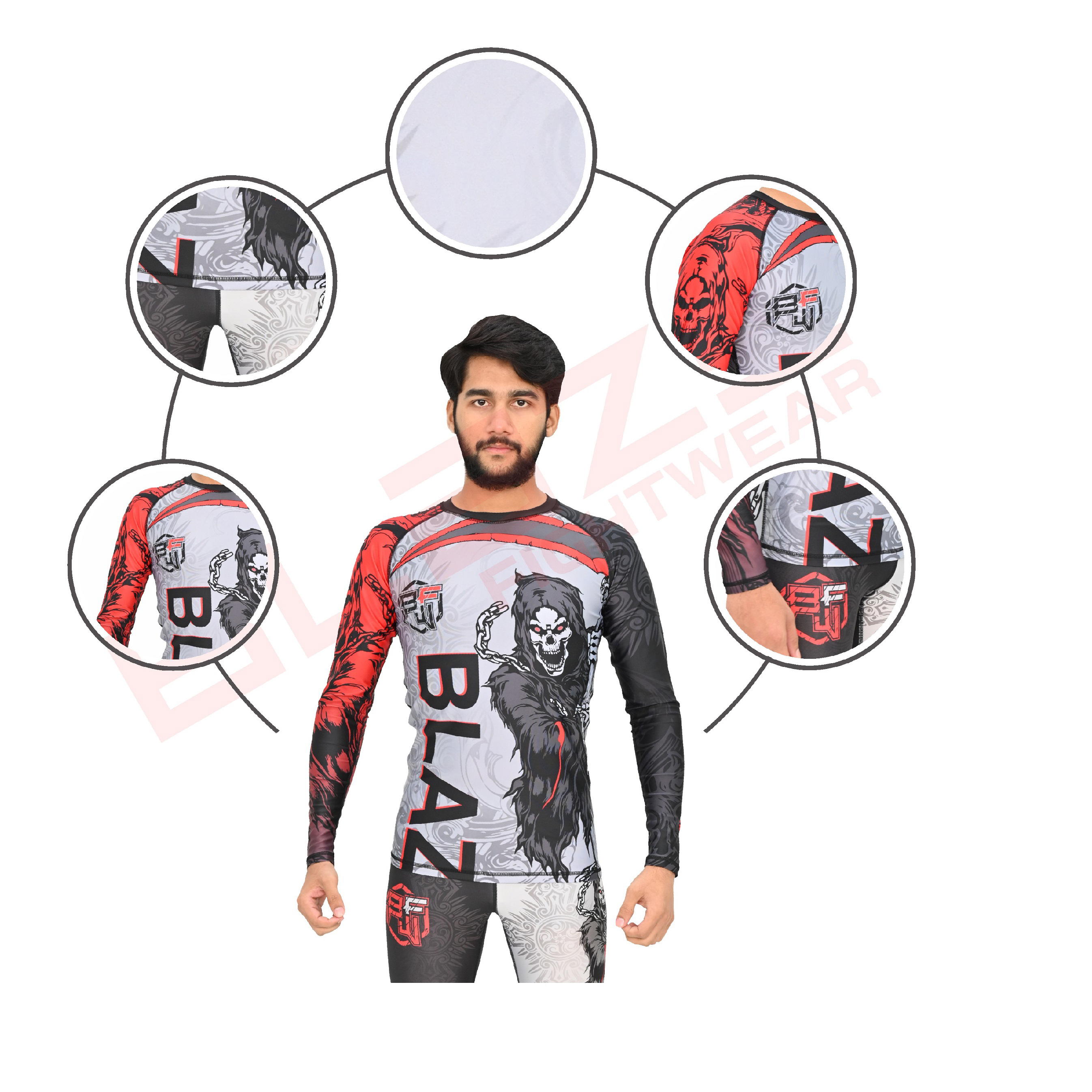 Customized  MMA RashGuard full Sleeve Rash Guard OEM Sublimation printed High Quality BJJ breathable - view 5