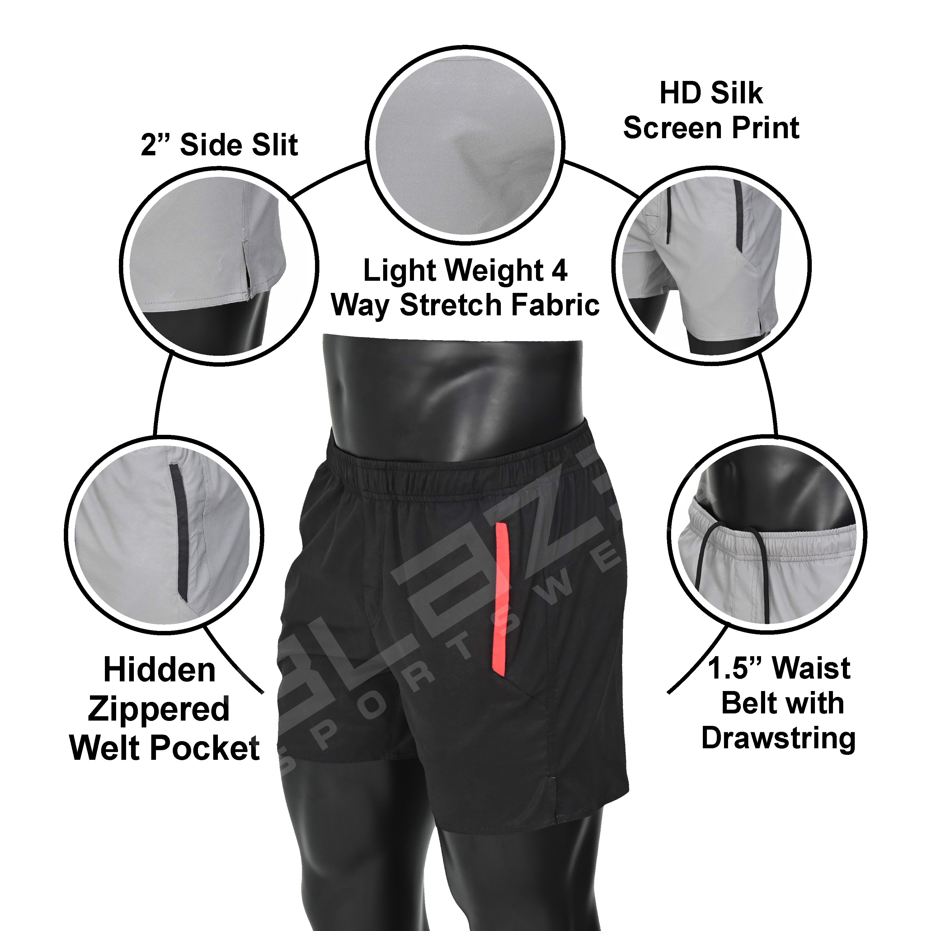Custom Sports Men Shorts Running Shorts with Four Way Stretch Fabric Plain Waterproof Custom Summer - view 5