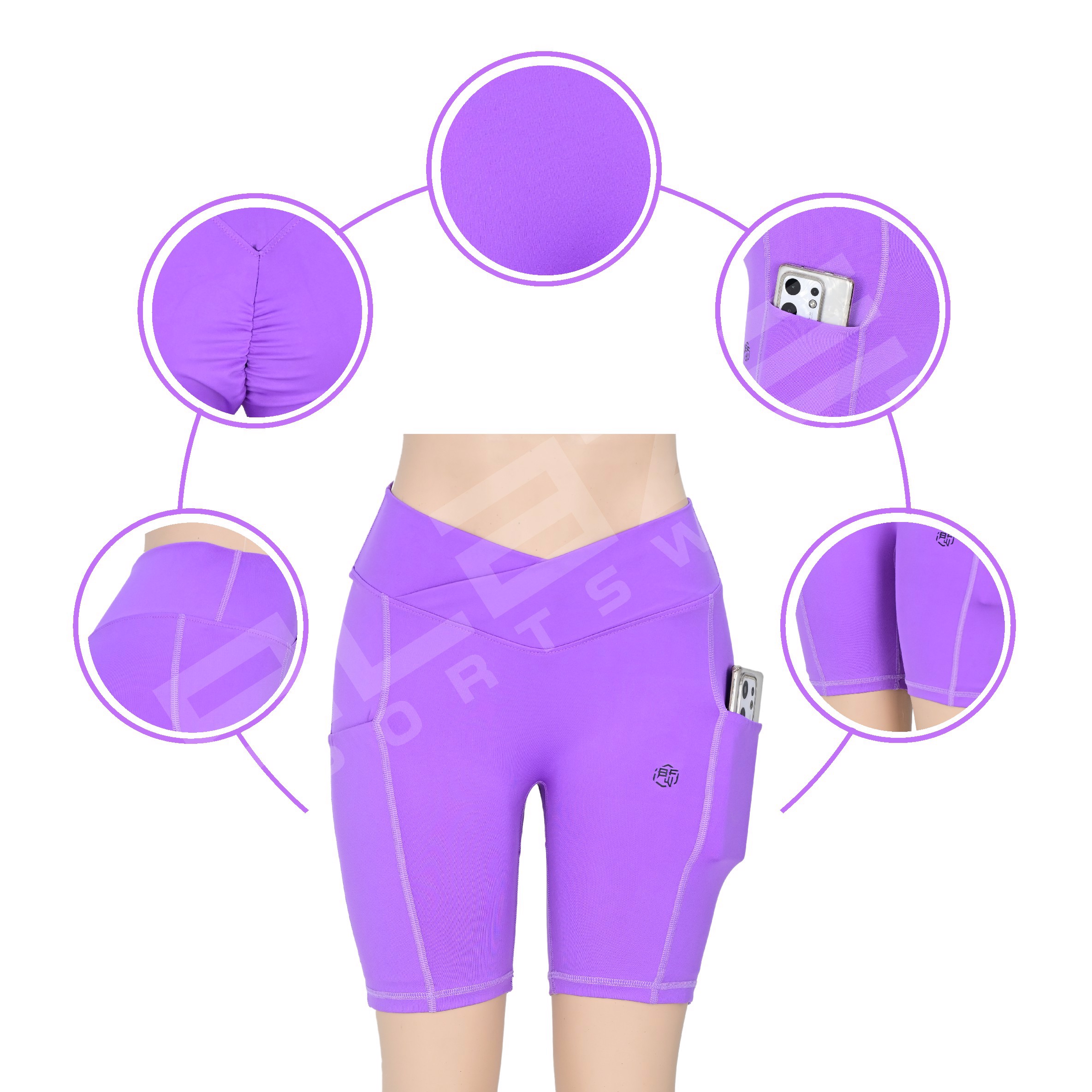 Customized Women's High Waist Biker Shorts Fitness Yoga Running Shorts Beach Booty Short Plus Size  - view 7