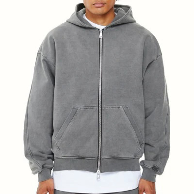 Wholesale Zipper Fleece 100% Cotton Hoodie Heavyweight Blank Zipper Zip Up Hoodie