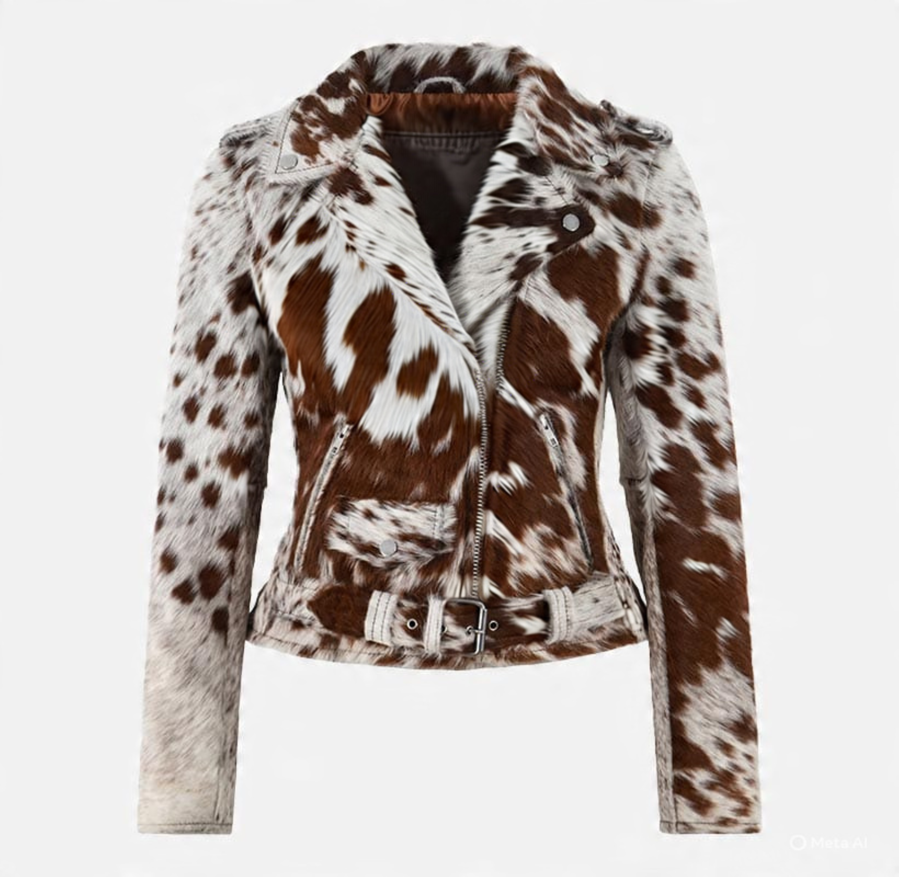 Natural Hair Cowhide Leather Biker Jacket: Women Style - view 2