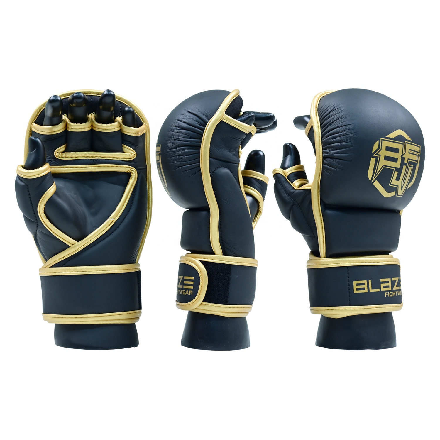 Custom MMA Gloves 2026 Custom Logo Half-Finger MMA Boxing Gloves Made from High Quality Leather blaze fight wear