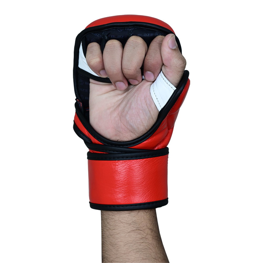 BFW Custom Printed Golden Blaze MMA Gloves High Quality Leather Boxing and Grappling Gloves in Black and Golden Color - view 5