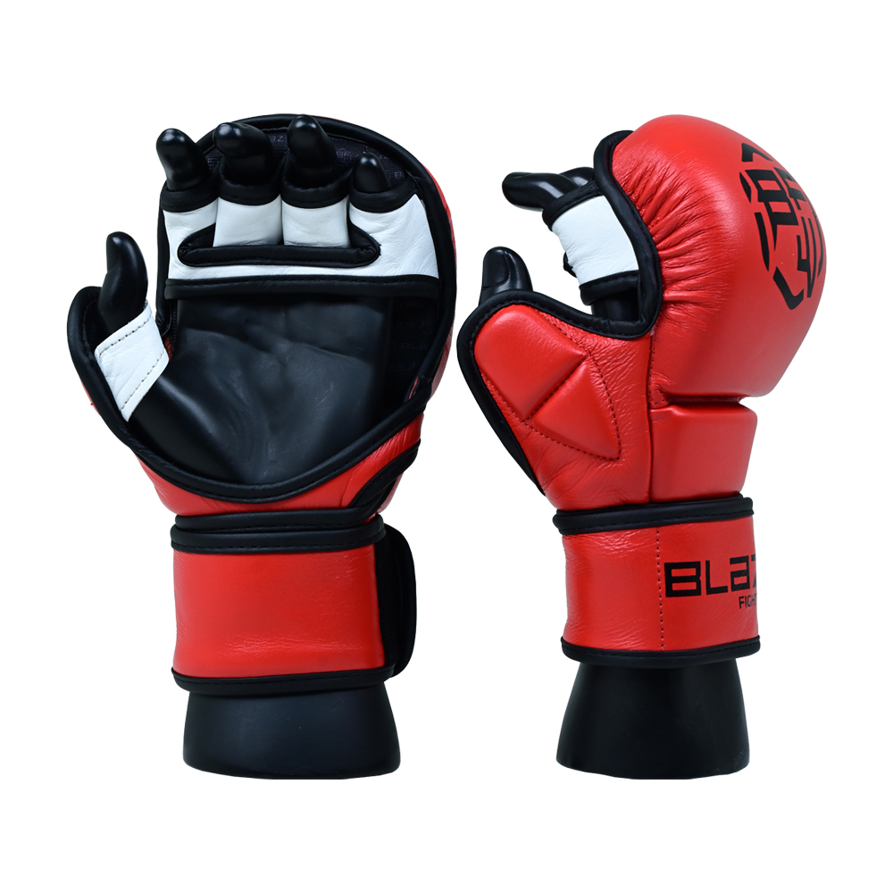 BFW Custom Printed Golden Blaze MMA Gloves High Quality Leather Boxing and Grappling Gloves in Black and Golden Color