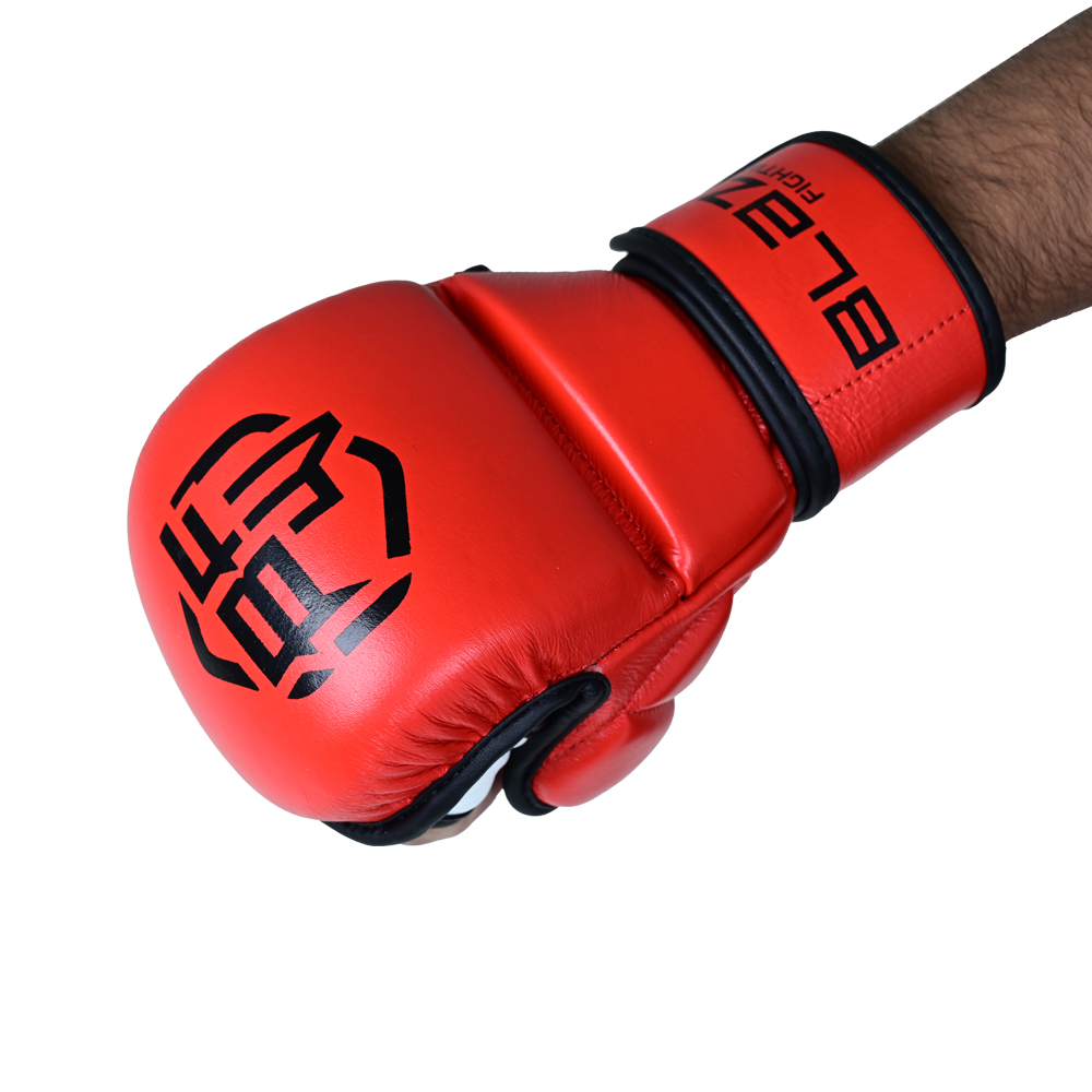 BFW Custom Printed Golden Blaze MMA Gloves High Quality Leather Boxing and Grappling Gloves in Black and Golden Color - view 3