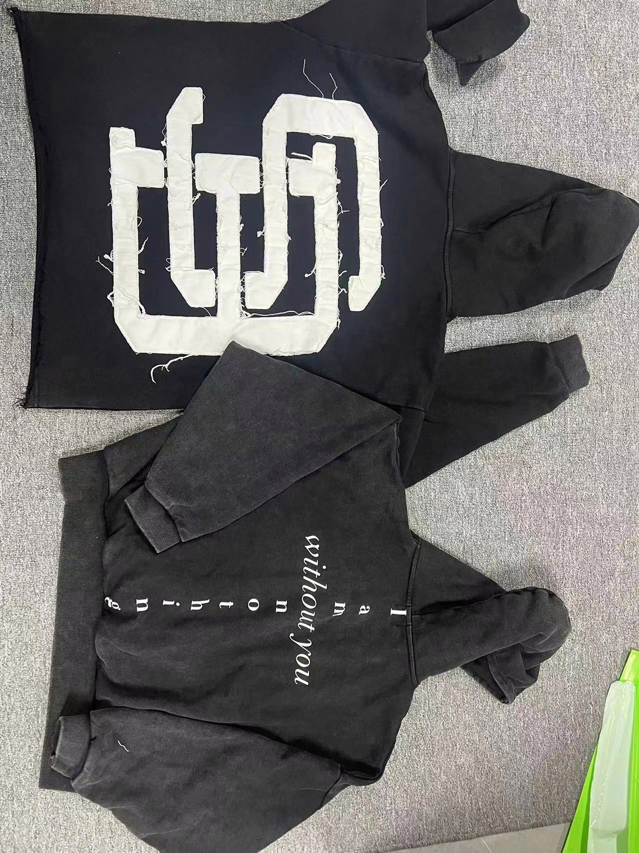 High Quality Printing 100% Cotton French Terry acid wash Hoodie Sweatpants Jogger Set - view 3