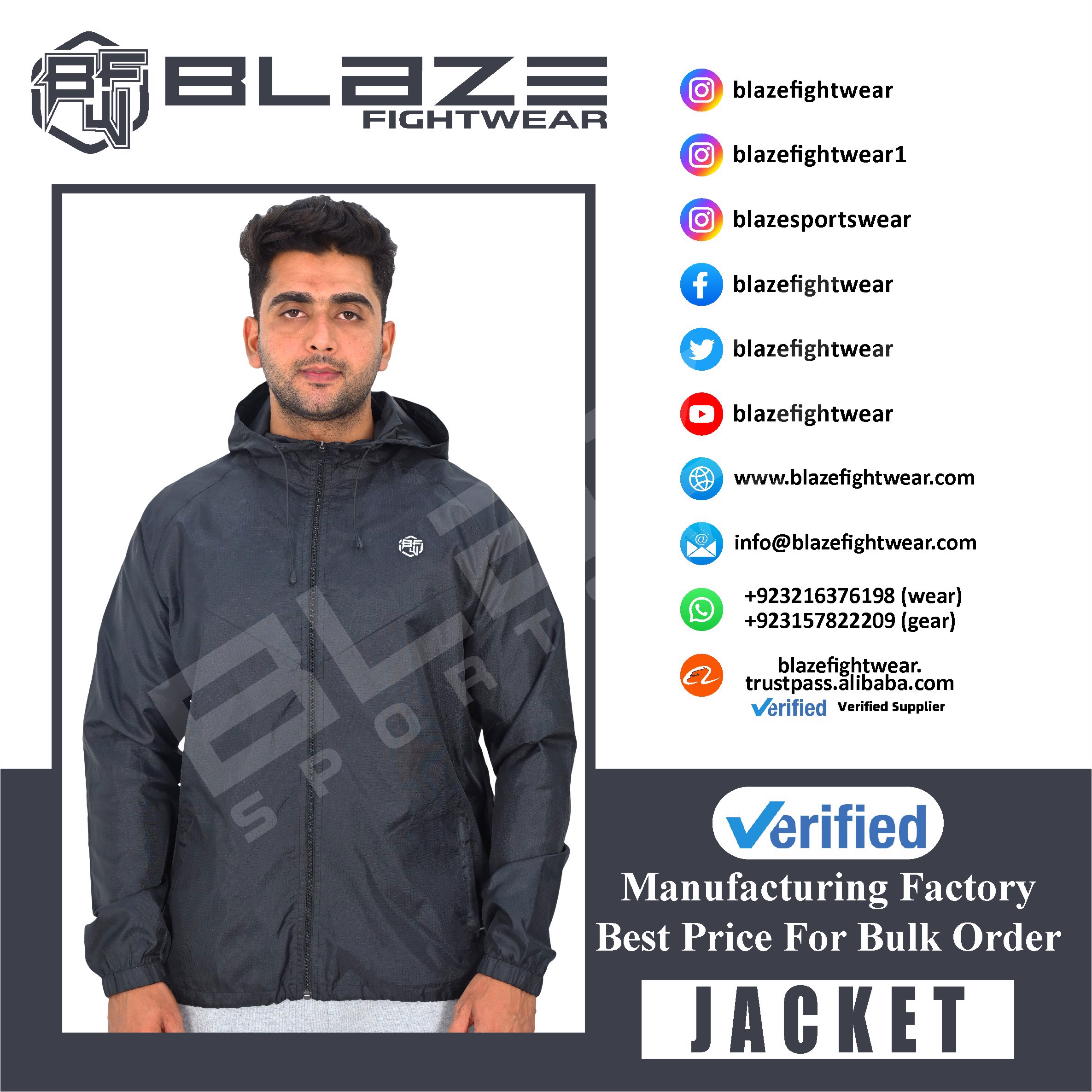 Custom OEM Windbreaker Jacket best for Outerwear looks good Coat style light weight windbreaker - view 10